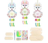 Ycfish 5 Pcs Easter Wooden Bunny Crafts Kits, Easter Dream Eggs Catcher Craft, for Party Arts and DIY Home Wall Door Decorations
