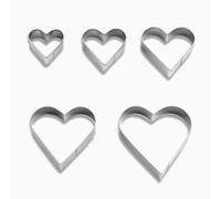 Ycfish 5 Pcs Heart Cookie Cutter, Valentine Stainless Steel Love Hearts Shaped Cutters, Suitable for Cookie Making and Setting
