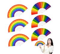 Ycfish 6 Pcs Hand Fan Folding, Folding Gay Party Pride Gifts, Gay Party Decorations, Lgbtq Foldable Plastics Pride Folding Fan for Bisexual Lesbian Festival Party Gifts