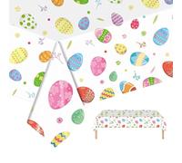 Ycfish Easter Tablecloth, Easter Table Decorations, Colouring Egg Table Cloth, Reusable Party Tableware, Large Outdoor Easter Decor Kit, for Easter Home Party Supplies 54x108 inch