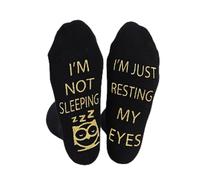 Ycfish Funny Socks Novelty Socks, I'M Not Sleeping I'M Just Resting My Eyes Socks, Winter Thermal Sockss for Dad Fillers Gifts Unisex (Black)