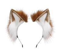 Ycfish Handmade Faux Fur Cat Ear Headband Cosplay Costume Party Cute Head Accessories for Halloween, Fluffy Wolf Fox Cat Ears Headband Costume Hair Hoop