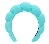 Ycfish Puffy Makeup Headband Spa Headbands for Women Sponge & Terry Towel Cloth Fabric Cute Skincare Headband for Face Washing, Makeup Removal, Shower, Facial Mask (Blue-green)