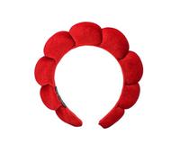 Ycfish Puffy Makeup Headband Spa Headbands for Women Sponge & Terry Towel Cloth Fabric Cute Skincare Headband for Face Washing, Makeup Removal, Shower, Facial Mask (Red)