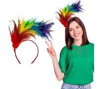 Ycfish Rainbow Feather Headband, Rainbows Feathers Headpieces, Rainbow Pride Accessories, Gay Feather Headband Costume for Women Girls Pride Accessories