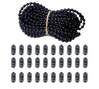 Ycfish Roller Blind Cord, 1 Pcs 10 Meter Bead Chain 30 Bead Buckle Set for Roller Curtain, Roman and Vertical Blinds,Suitable for Room, Company, Office (Black)