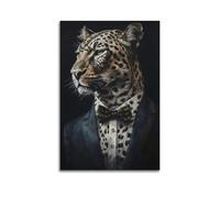 YCGYMX Animal Poster Animal Posterartistic Style A Cheetah in A Suit Poster Decorative Painting Canvas Wall Posters And Art Picture Print Modern Family Bedroom Decor Posters 24x36inch(60x90cm)
