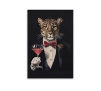YCGYMX Animal Poster Artsy, Drinking Cheetahs in Suits Poster Decorative Painting Canvas Wall Posters And Art Picture Print Modern Family Bedroom Decor Posters 16x24inch(40x60cm)