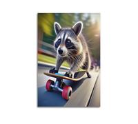 YCGYMX Animal Poster Artsy, Happy, Skateboarding Meerkat Poster Decorative Painting Canvas Wall Posters And Art Picture Print Modern Family Bedroom Decor Posters 08x12inch(20x30cm)