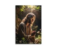 YCGYMX Christian Posters Jesus Praying in The Valley Poster Decorative Painting Canvas Wall Posters And Art Picture Print Modern Family Bedroom Decor Posters 08x12inch(20x30cm)
