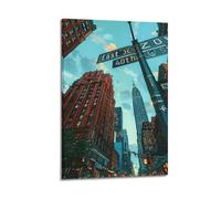 YCGYMX Cityscape Poster Looking Up at Road Signs Poster Decorative Painting Canvas Wall Posters And Art Picture Print Modern Family Bedroom Decor Posters 12x18inch(30x45cm)