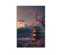 YCGYMX Cityscape Poster Pagoda at The Foot of Mount Fuji Poster Decorative Painting Canvas Wall Posters And Art Picture Print Modern Family Bedroom Decor Posters 16x24inch(40x60cm)