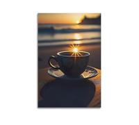 YCGYMX Coffee Poster European Style Coffee at Sunset Poster Decorative Painting Canvas Wall Posters And Art Picture Print Modern Family Bedroom Decor Posters 08x12inch(20x30cm)