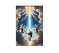 YCGYMX Jesus Poster Jesus And The Angels Yearn for Light Poster Decorative Painting Canvas Wall Posters And Art Picture Print Modern Family Bedroom Decor Posters 12x18inch(30x45cm)