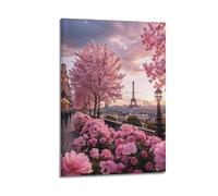 YCGYMX Landscape Poster Pink Romantic Paris Poster Poster Decorative Painting Canvas Wall Posters And Art Picture Print Modern Family Bedroom Decor Posters 12x18inch(30x45cm)