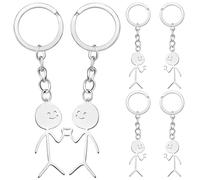Ycgyycj 6 Stainless Steel Iron Matchmaker Keychains Double Heart to Heart personalised gift Cartoon Villain Pendant Personalized Gift for Couple or Friends