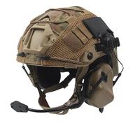 YChoolco Tactical Airsoft Helmet Set, with Side Rails Military Headset & Camouflage Helmet Cover Paintball Combat Hunting Protective Gear(T)