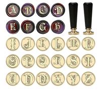 Ychostamp 26PCS Alphabet Wax Seal Stamp Set, Gothic Letter Sealing Stamp, 25mm Brass Initial Seal with Handle for Invitation, Scrapbooking, Party (Gothic Initial A-Z Kit)