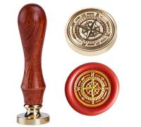 Ychostamp Compass Wax Seal Stamp Cognitive Surplus Bottle Sealing Wax 2.5cm/1'' Vintage Retro Wax Stamp Pirate Compass Head with Wooden Handle for DIY Project