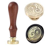 Ychostamp Conch Wax Seal Stamp Fossilized Conch Shell Wax Stamp, Twin Spiral Fossil Design for Letters Invitations Journaling Scrapbooking Coastal-Themed Stationery