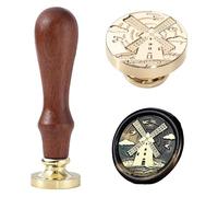 Ychostamp Windmill Wax Seal Stamp - Countryside Scene Wax Stamp with Hill, Clouds, Flying Swallow, and Classic Rural Windmill Design for Envelopes, Letters