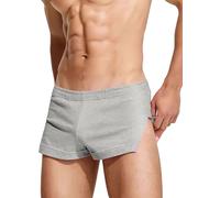 YCHSXAIZ Mens 3" Large Split Side Lounge Shorts Cotton for Sleeping Home Workout Gym Bodybuilding Color Grey Size L