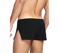 YCHSXAIZ Mens 3" Large Split Side Lounge Shorts Cotton for Sleeping Home Workout Gym Bodybuilding Color Black Size XL