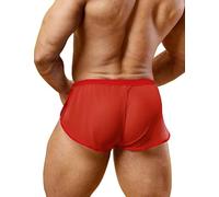 YCHSXAIZ Mens Low Rise Split Shorts Exotic Short Lounge Boxers Color Red Size M