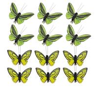YCHTEWY- Feather Butterfly Decorations Set of 6 Vibrant Multi Colored Craft Butterflies on Clip .Party Spring Home Decor Floral Pics.St.Patrick'sDay…