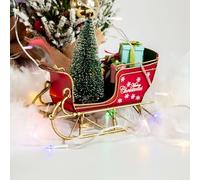 YCHTEWY Red Santa Sleigh Christmas Decor, Iron Table Top Holiday Home Decoration, Rustic Charm, Unique Blend of Vintage, Decor
