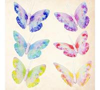 YCHTEWY-Spring Feather Butterfly Decorations Set 6 Color of 12pcs Vibrant Multi Colored Craft Butterflies on Clip