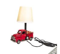 YCHTEWY-Unique Rustic Red Vintage Truck USB Table Lamp with Burlap Shade,Cozy Night Light,Compact & Durable, Perfect for Desktops, Side Tables, or Shelves,6.7 x 4.7 x 6.7 inches