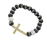 YCHUCH Adjustable Elastic Religious Charm Bracelet with Beaded Design and Cats Eye Stone Fashion Wrist Jewelry Suitable for Women Fashionable Elastic Jewelry