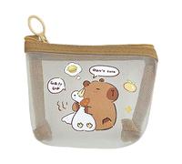 YCHUCH Capybara Themed Mesh Coin Pouches Lightweight and Practical Change Bag Small Item Organized for School or Daily Use Cute Mesh Wallet