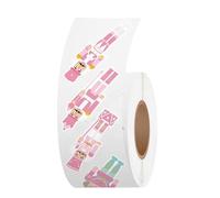 YCHUCH Christmas Nutcrackers Sticker Roll Xmases Winter Holiday Party Supplies School Reward Festival Gift For Kids Students Adhesive Pink Nutcracher Sticker