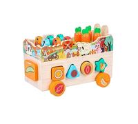 YCHUCH Early Education Toy Table Brain Game Magnetic Catching Busy Cube Bugs Catching Game Education Trailer Wooden Set