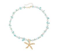 YCHUCH Elegant Sea Star Pendant Necklace Crystal And Pearls Accent Trendy Layering Design For Daily Outfit Enhancement Lightweight Daily Wear Pendant