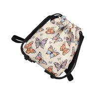 YCHUCH Fashionable Oriental Pattern Canvas Crossbody Bag Elastic Drawstring Bucket Design Comfortable Wide Strap Practical Jacquard Print Fashion Shoulder