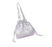 YCHUCH Lightweight Practical Checkered Commuting Bag Elegant Lace Detail And Spacious Interior Handbag For Various Occasion Elegant Floral Pattern Girls' Satchel