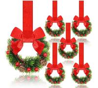 YCHUCH Pack Of 6 Plastic Bowknot Ribbon Closet Hanger Rings For Holiday Party Decorations Easy Installation Small Christmas Wreath Multipurpose Door Frame Ribbons