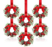 YCHUCH Pack Of 6 Plastic Bowknot Ribbon Closet Hanger Rings For Holiday Party Decorations Easy Installation Small Christmas Wreath Multipurpose Door Frame Ribbons