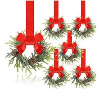 YCHUCH Pack Of 6 Plastic Bowknot Ribbon Closet Hanger Rings For Holiday Party Decorations Easy Installation Small Christmas Wreath Multipurpose Door Frame Ribbons