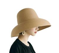 YCHYLIQ Hat Summer Hat New Female Sun Hat Folding Beach Hat Travel Sunscreen Hepburn Wind Sun Hat -Khaki