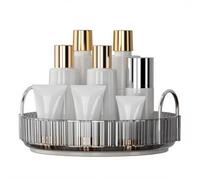 YCIA&DONE 360 Rotating Makeup Organizer and Storage for Vanity Countertop 1 Tier, High Capacity Cosmetic Skincare Perfume Organizers for Dresser Bathroom Fridge Lazy Susan (Smoky Gray)