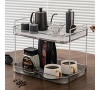 YCIA&DONE Coffee Bar Accessories, Large Capacity Storage Organizer with Drain Board, Whisky Tray, Mug & Tea Cup Holder, Smoky Gray