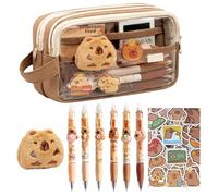 YciVhh 18-Pcs Capybara Stationery Set, Capybara Pencil Case with Cute Figures, Portable Storage for School and Office Use, Complete Writing and Decorative Accessories Collection