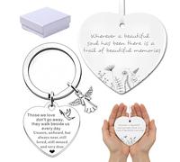 YciVhh 3PCS Bereavement Gifts, Remembrance Gifts, Keychain and Heart-Shaped Sign Set With Gift Box, Memorial Gift for Loss of Loved One, Funeral Decoration, Cemetery Decoration and Home Decor