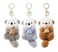 YciVhh 3PCS Otter Plush, Otter Keyring, Plush Keychain Set, Daily Use, Bedtime, Travel Companionship For Women, Teenagers and Animal Lovers, Birthday and Holiday Gifts