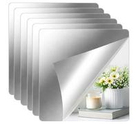 YciVhh 6pcs Self Adhesive Mirror, 20x20cm Mirror Tiles, Stick On Mirror, Decorative Wall Mirrors for Home decoration, For Wardrobe Doors, Wall, Bathroom, Bedroom and Family Fitness