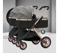 YCKEGEW Double Stroller for Toddlers Side by Side,Two-Way Baby Stroller Twins Pushchair-Detachable,High Landscape Seat and Adjustable Canopy (Color : Dark Gray)